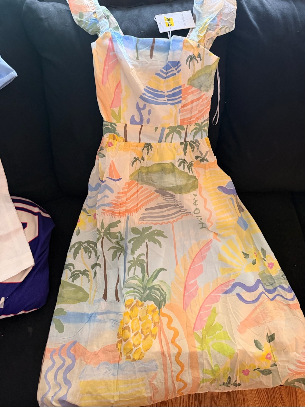 Pastel Tropical Midi Sundress with Ruffle Straps